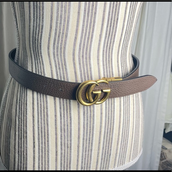 Gucci Unisex Reversible Double GG Black Leather Belt Black To Brown Size 26 - Picture 6 of 11